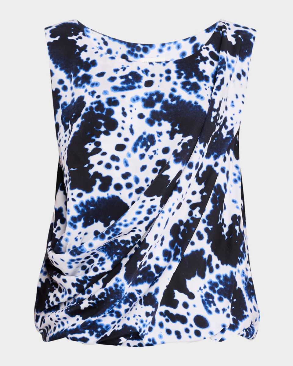 Cot Abstract Draped Blouse